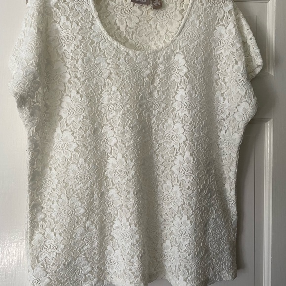 Chico’s, size 3, white, stretchy lace top - Picture 2 of 2